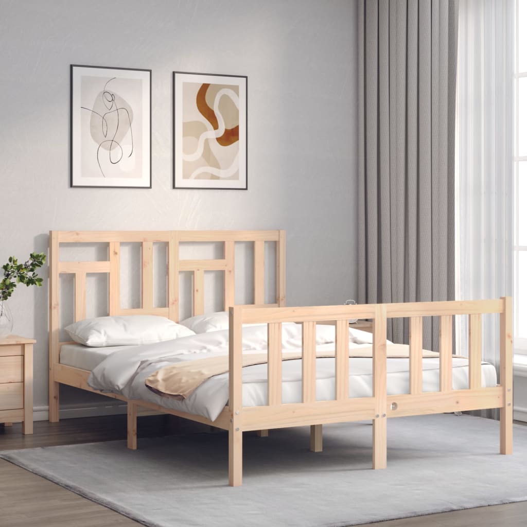 Cadre de lit sans matelas 140x190 cm bois de pin massif - XIOS