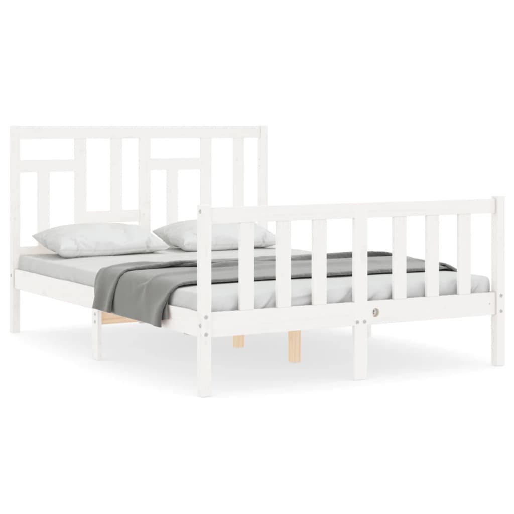 Cadre de lit sans matelas blanc 140x190 cm bois de pin massif - XIOS