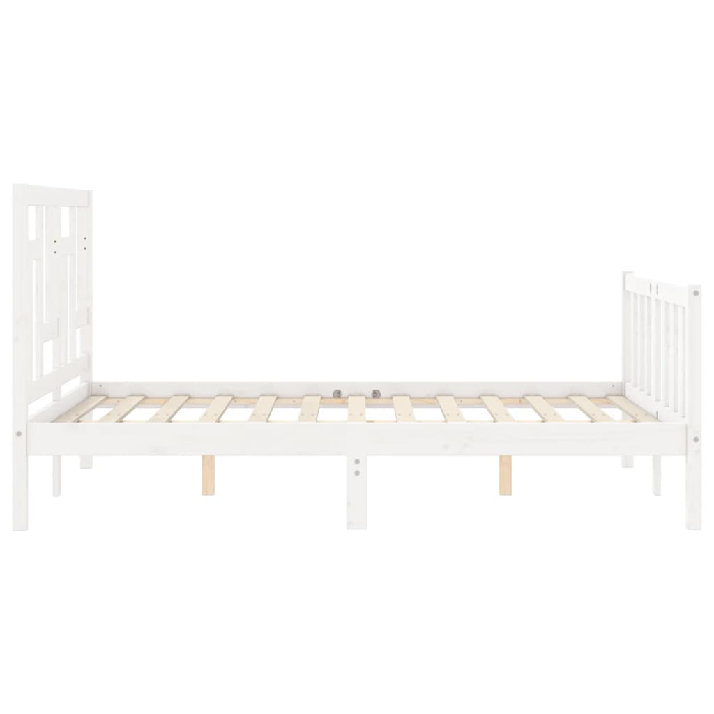 Cadre de lit sans matelas blanc 140x190 cm bois de pin massif - XIOS