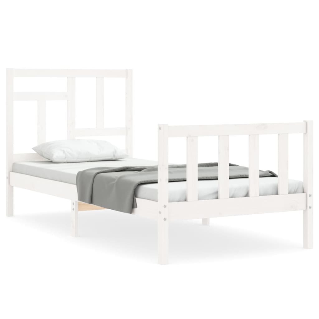 Cadre de lit sans matelas blanc 90x200 cm bois de pin massif - XIOS