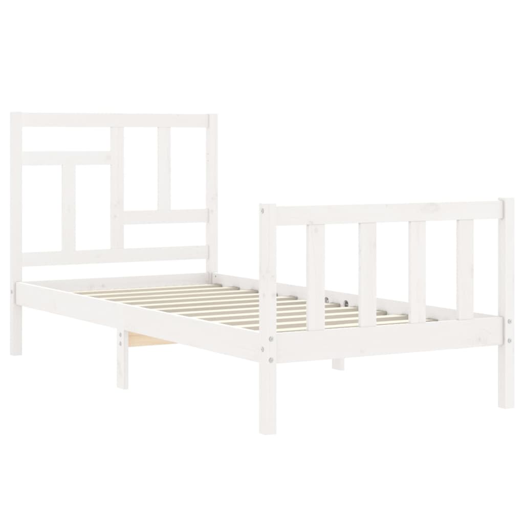 Cadre de lit sans matelas blanc 90x200 cm bois de pin massif - XIOS