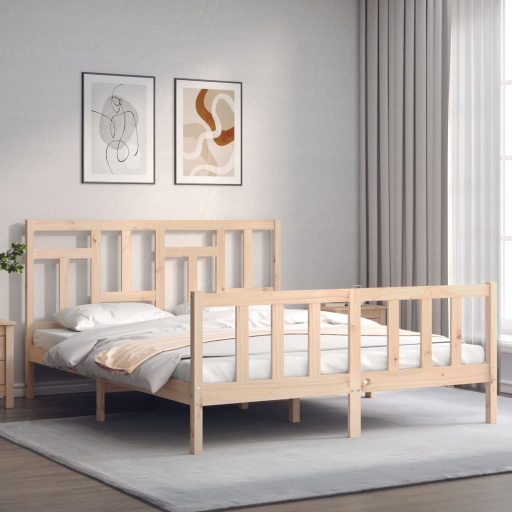 Cadre de lit sans matelas 160x200 cm bois massif de pin - XIOS