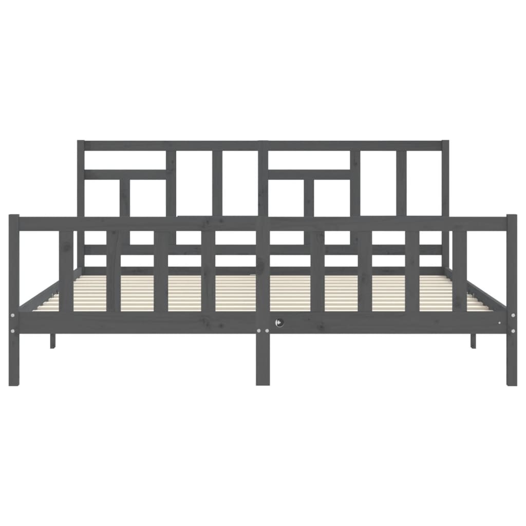 Cadre de lit sans matelas gris 200x200 cm bois massif de pin - XIOS