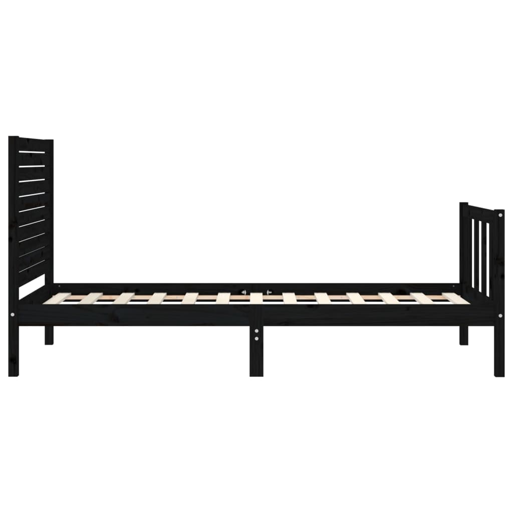 Cadre de lit sans matelas noir bois de pin massif - XIOS