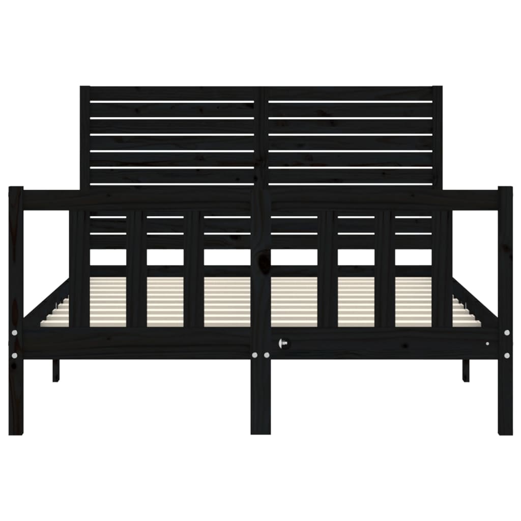 Cadre de lit sans matelas noir bois de pin massif - XIOS