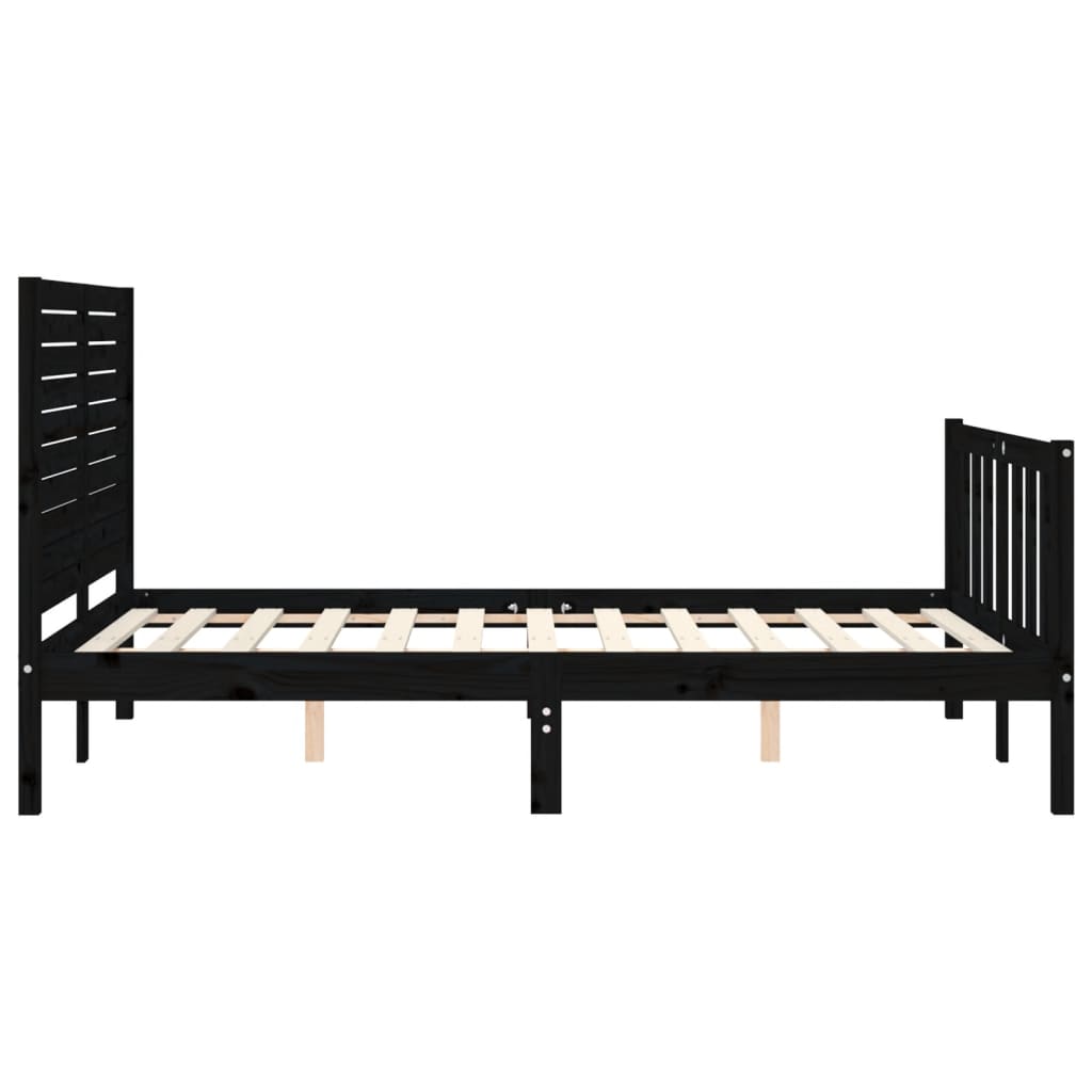 Cadre de lit sans matelas noir bois de pin massif - XIOS