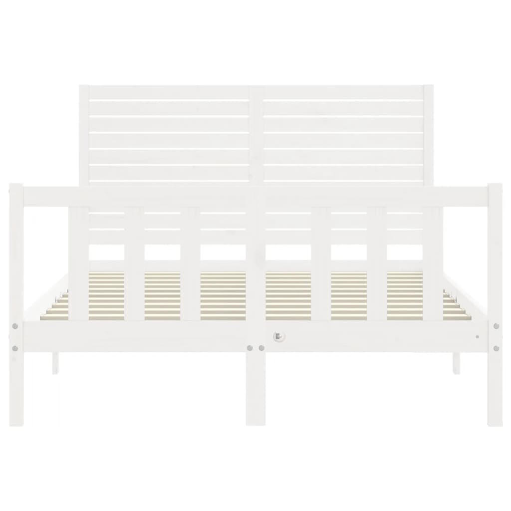 Cadre de lit sans matelas blanc 140x190 cm bois de pin massif - XIOS