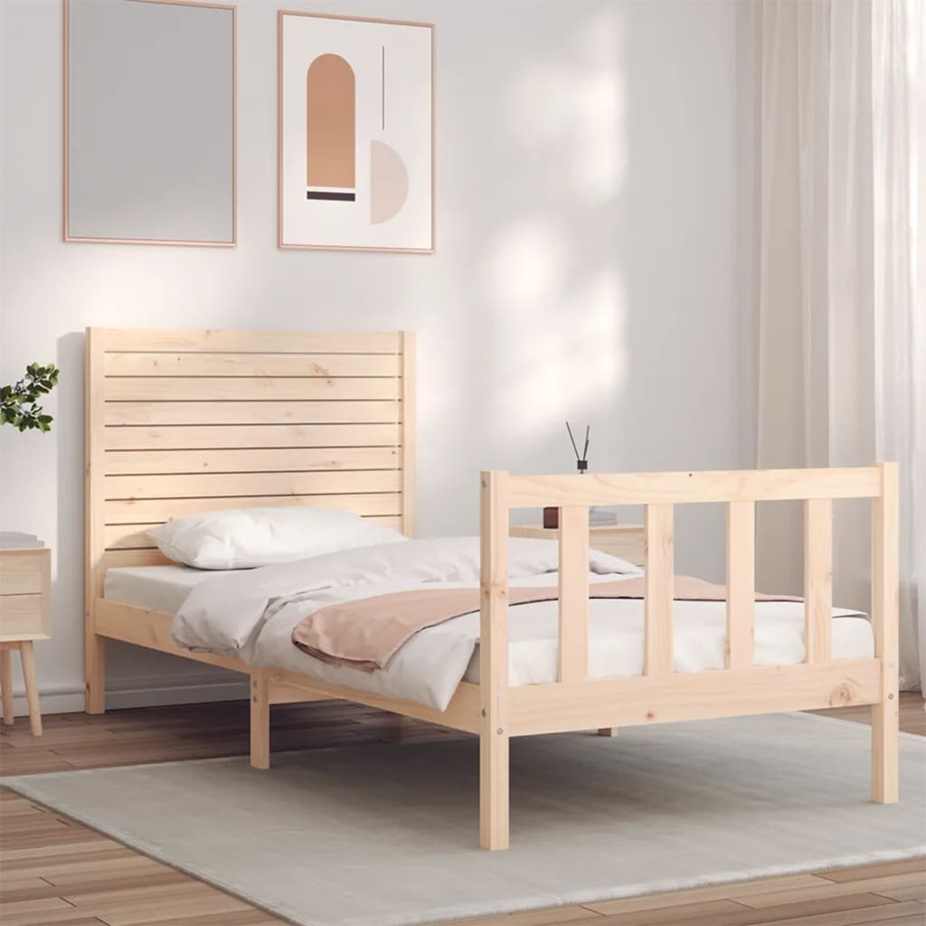Cadre de lit sans matelas 90x200 cm bois de pin massif - XIOS