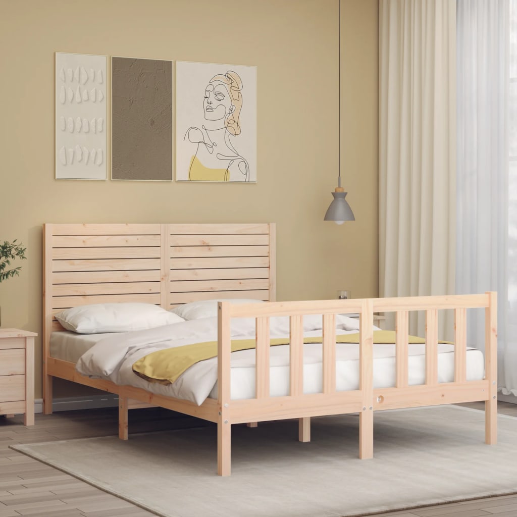 Cadre de lit sans matelas 140x200 cm bois massif de pin - XIOS