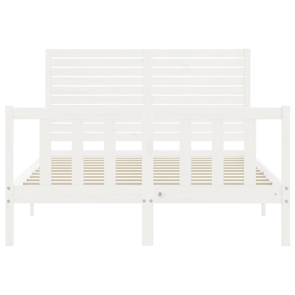 Cadre de lit sans matelas blanc 140x200 cm bois de pin massif - XIOS