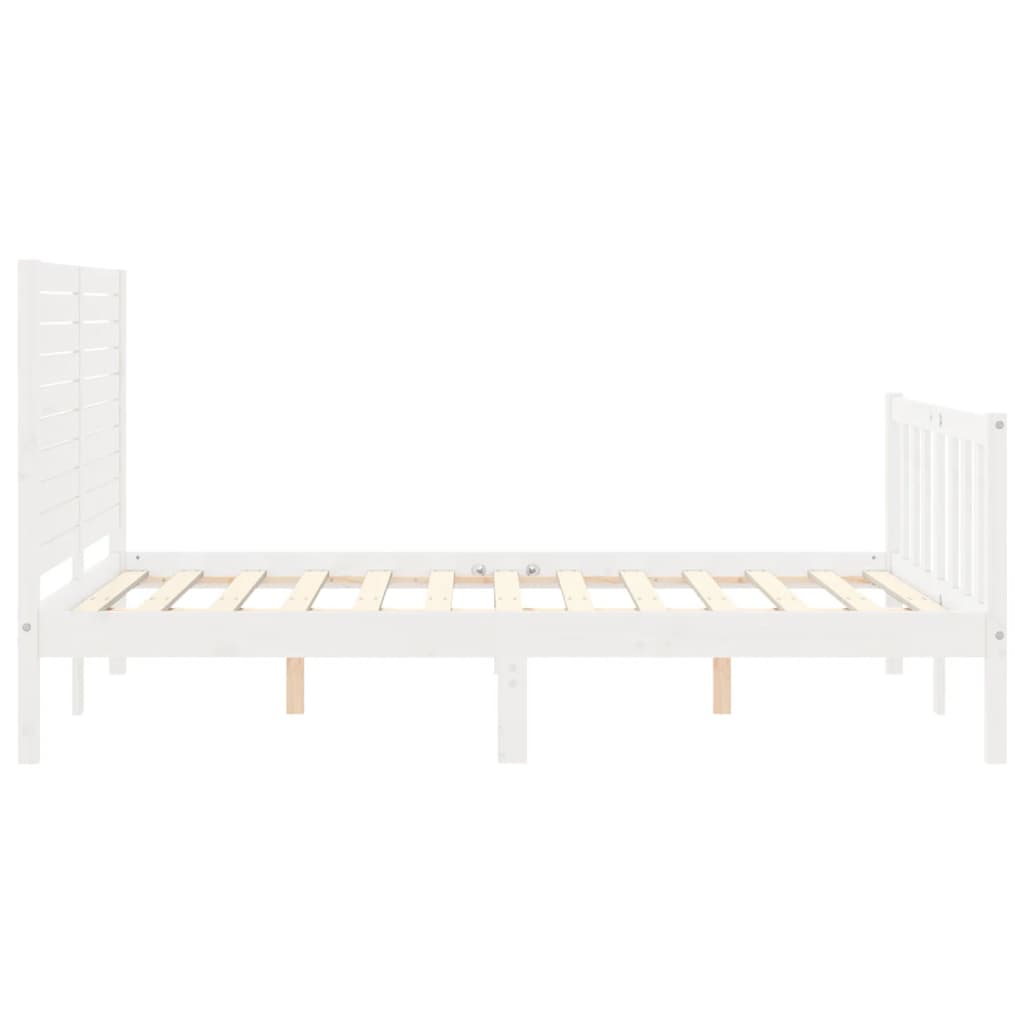 Cadre de lit sans matelas blanc 140x200 cm bois de pin massif - XIOS