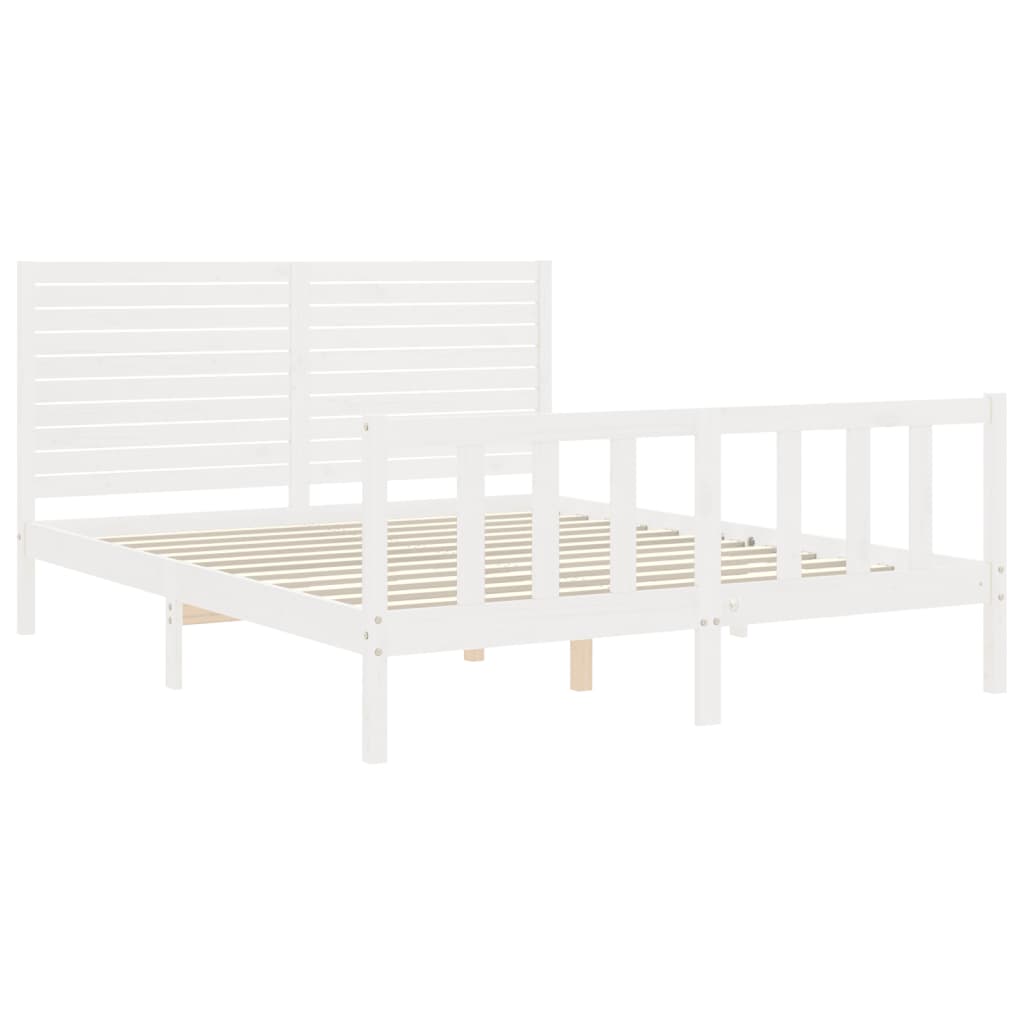 Cadre de lit sans matelas blanc 160x200 cm bois de pin massif - XIOS