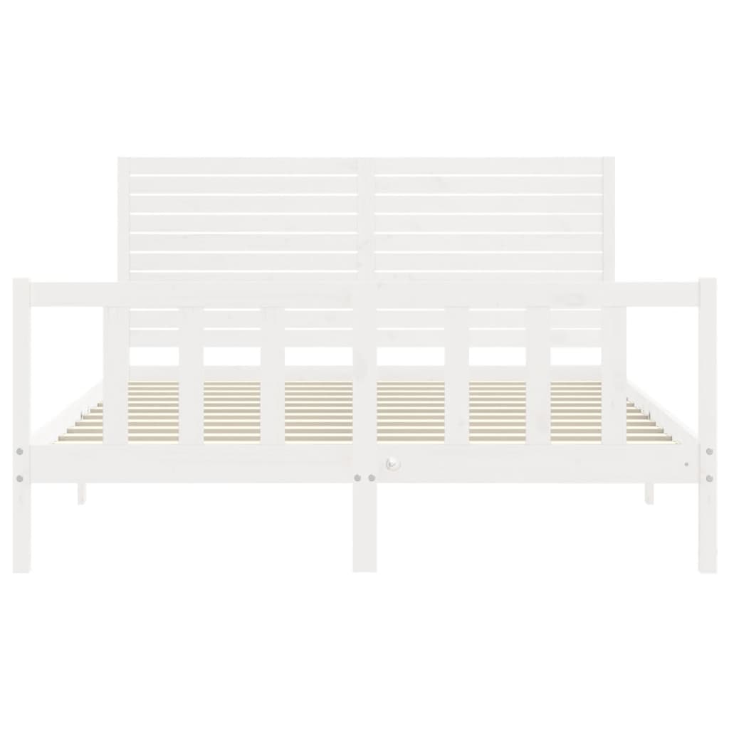 Cadre de lit sans matelas blanc 160x200 cm bois de pin massif - XIOS