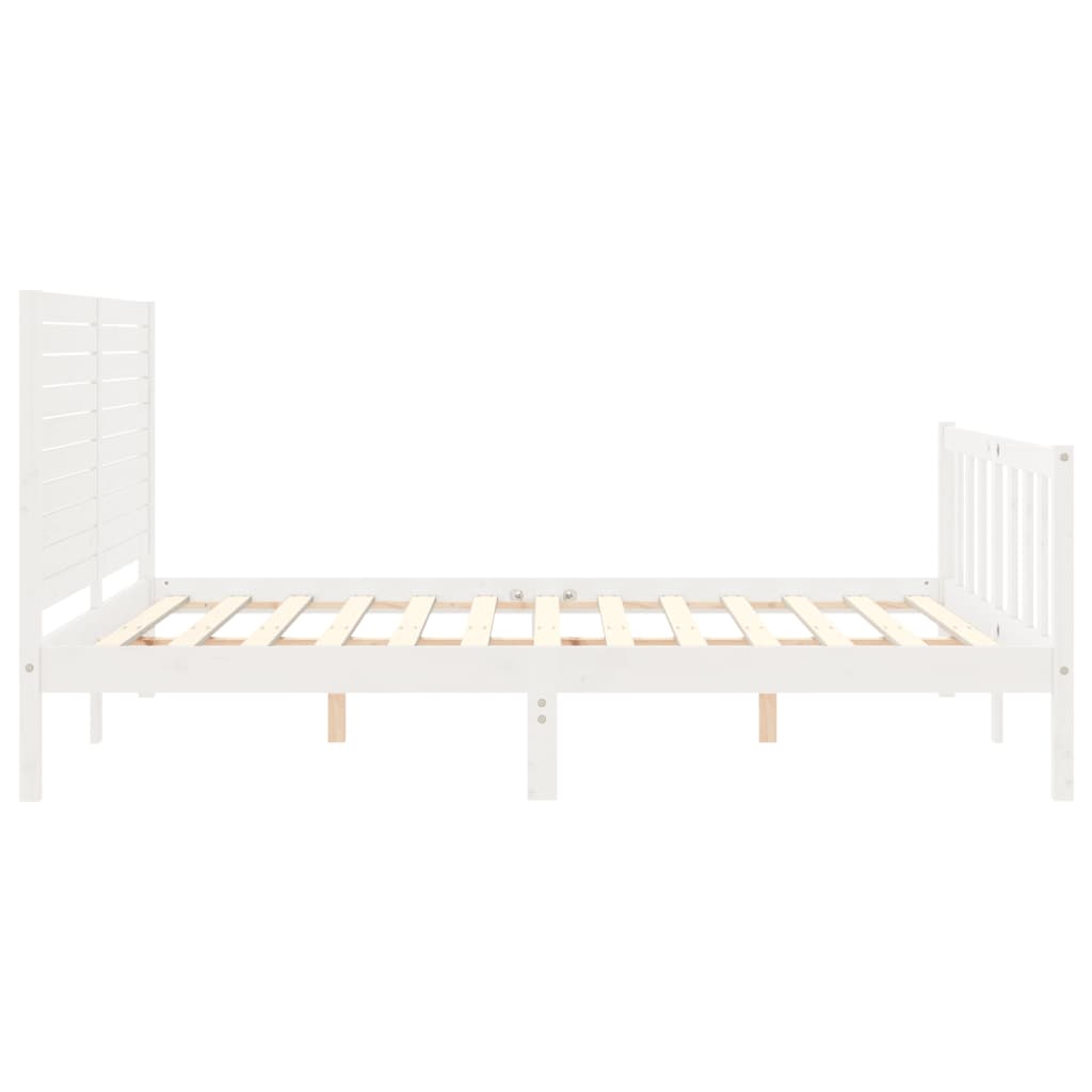 Cadre de lit sans matelas blanc 160x200 cm bois de pin massif - XIOS