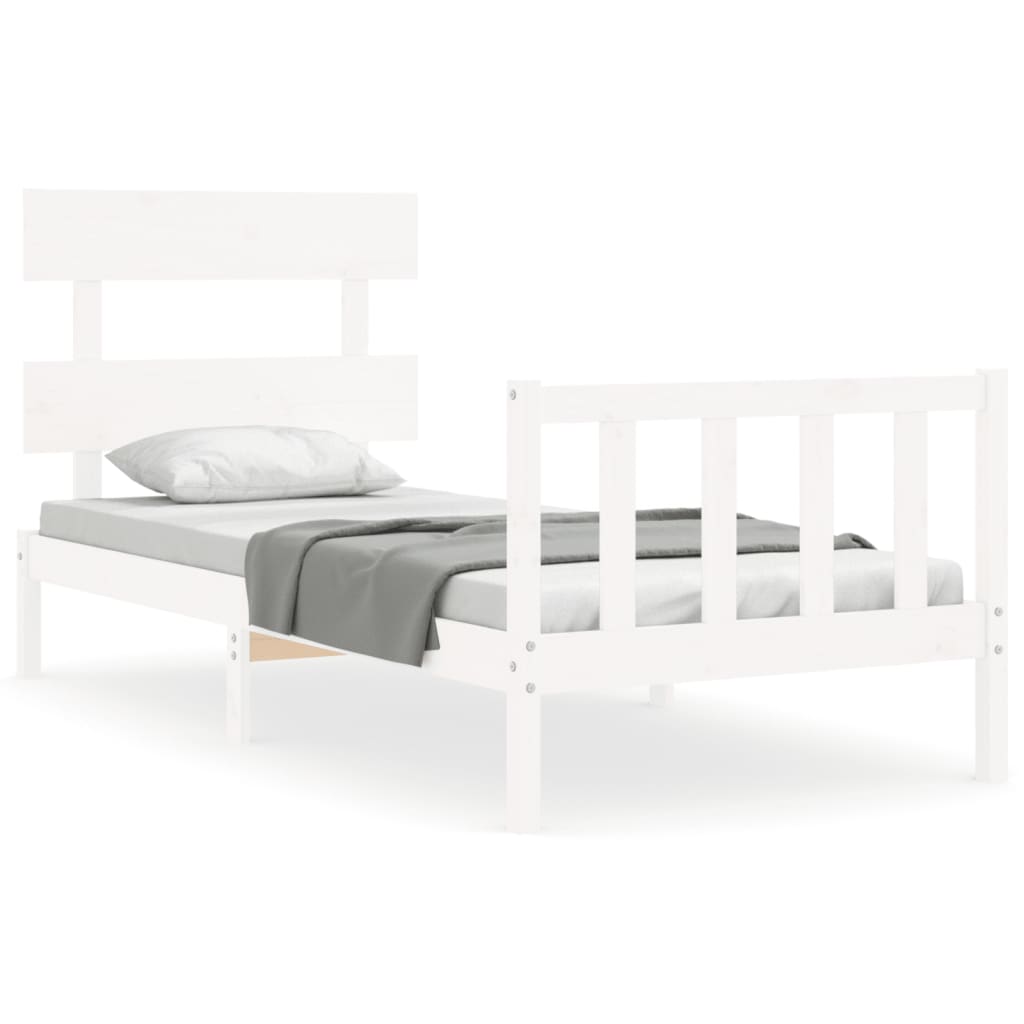 Cadre de lit sans matelas blanc bois de pin massif - XIOS