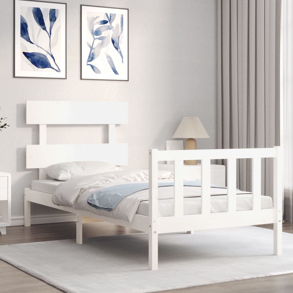 Cadre de lit sans matelas blanc bois de pin massif - XIOS