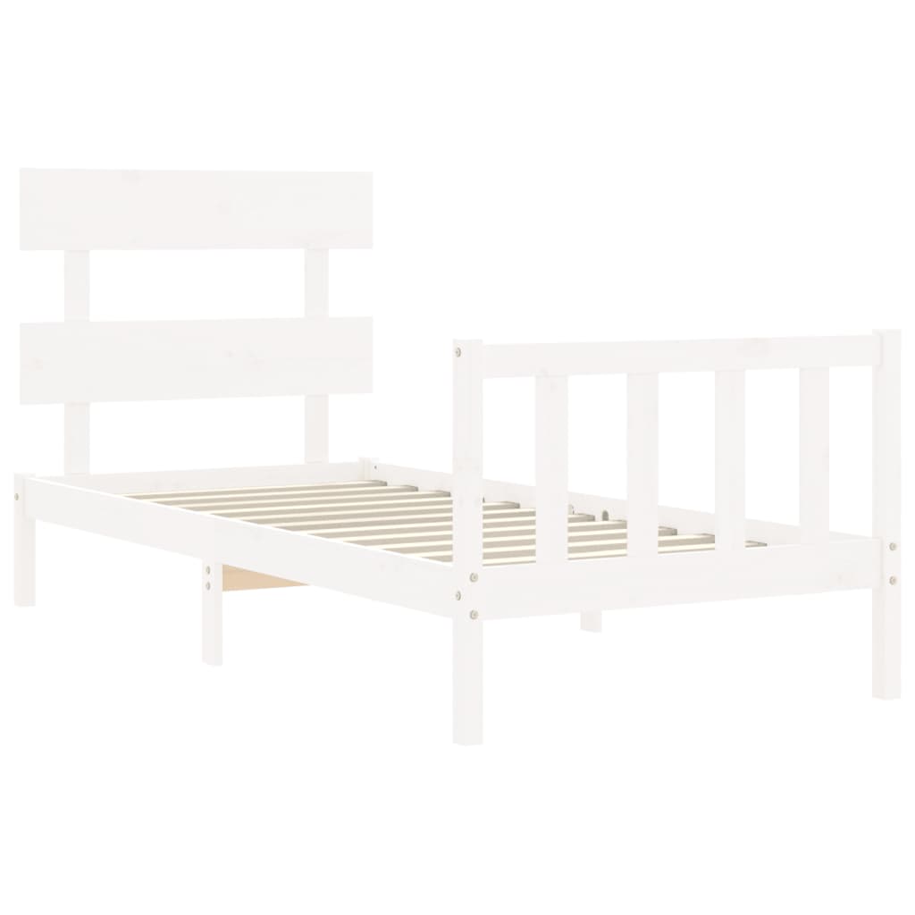 Cadre de lit sans matelas blanc bois de pin massif - XIOS