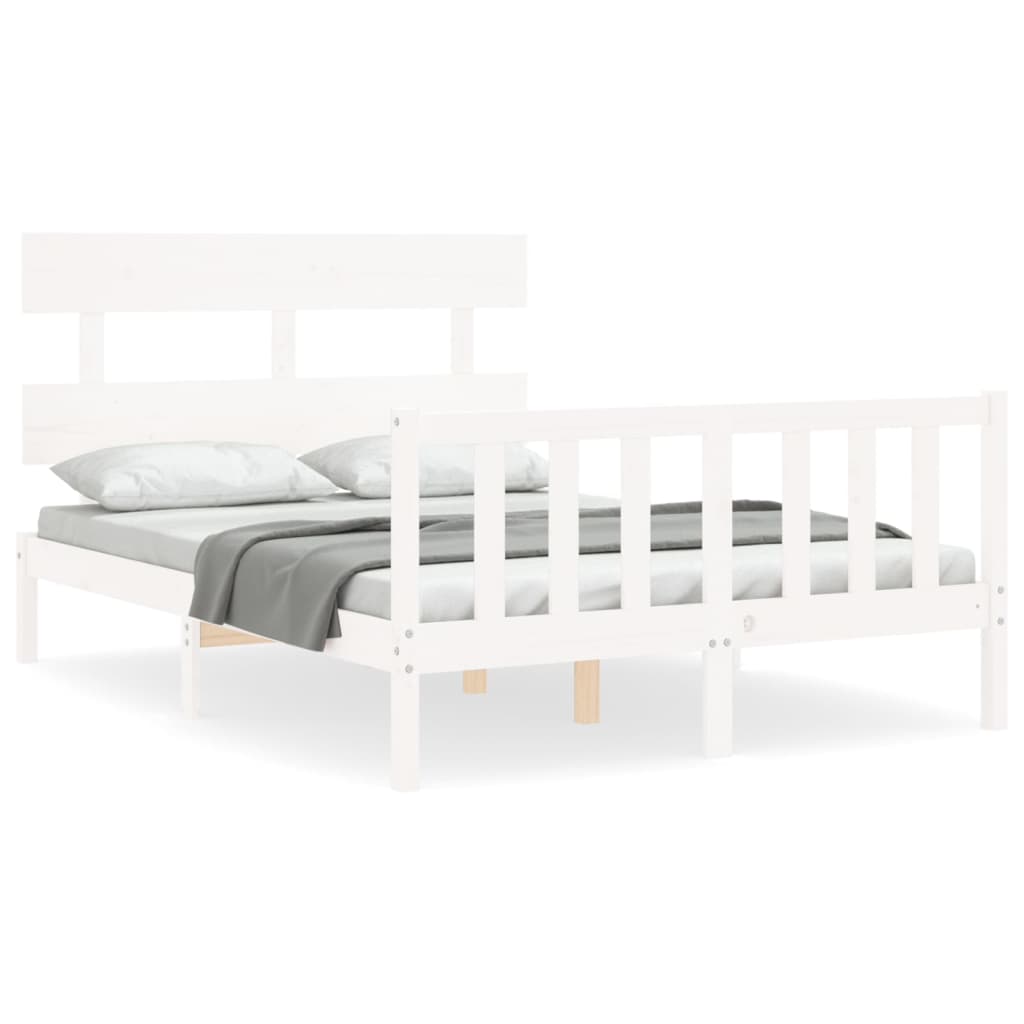 Cadre de lit sans matelas blanc bois de pin massif - XIOS