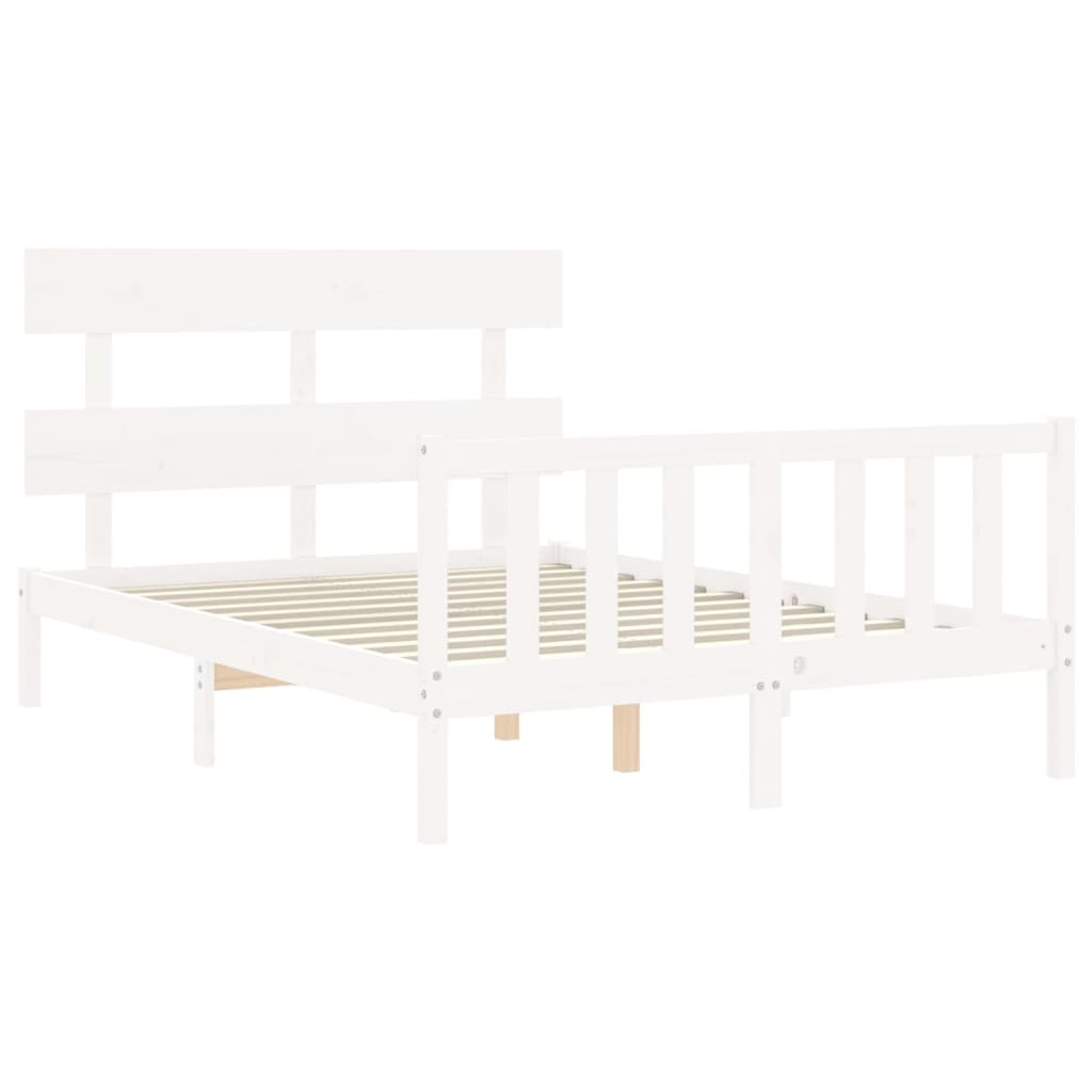 Cadre de lit sans matelas blanc bois de pin massif - XIOS