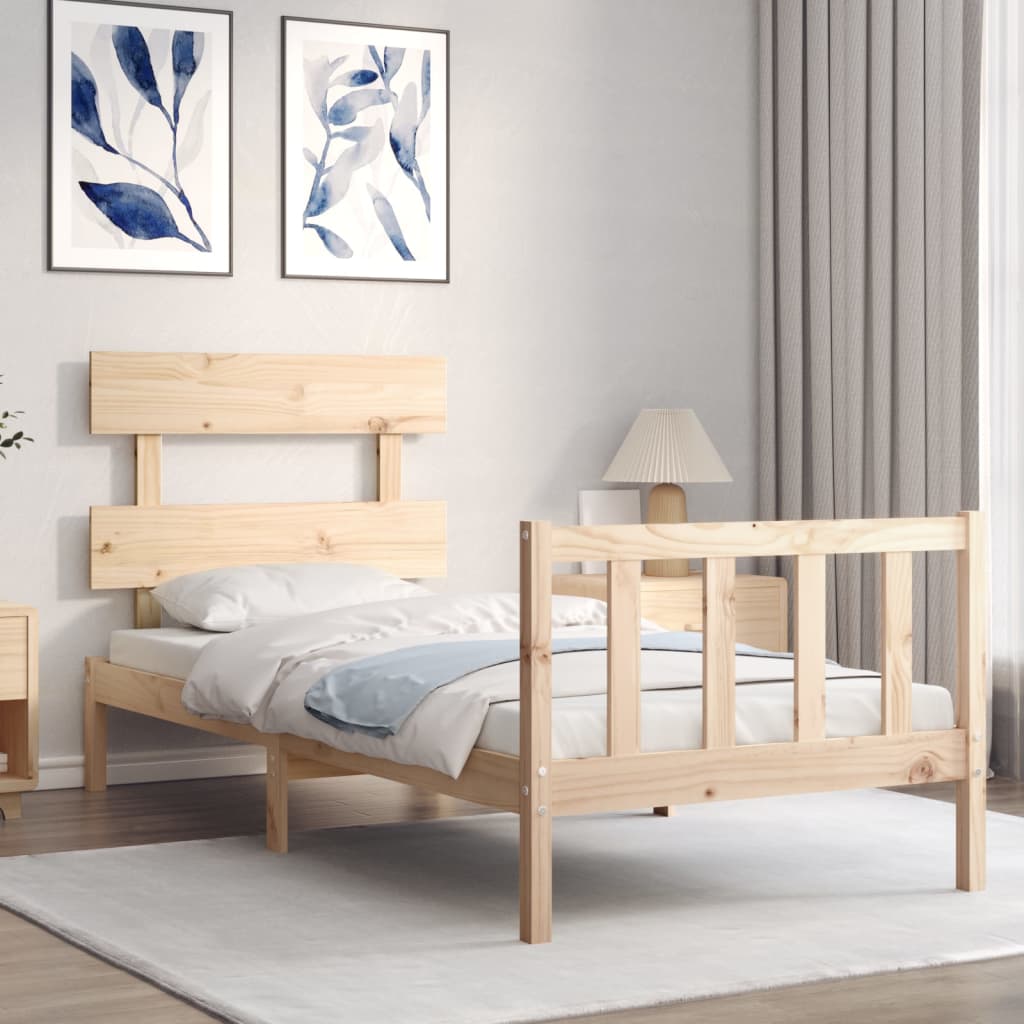 Cadre de lit sans matelas 90x200 cm bois de pin massif - XIOS