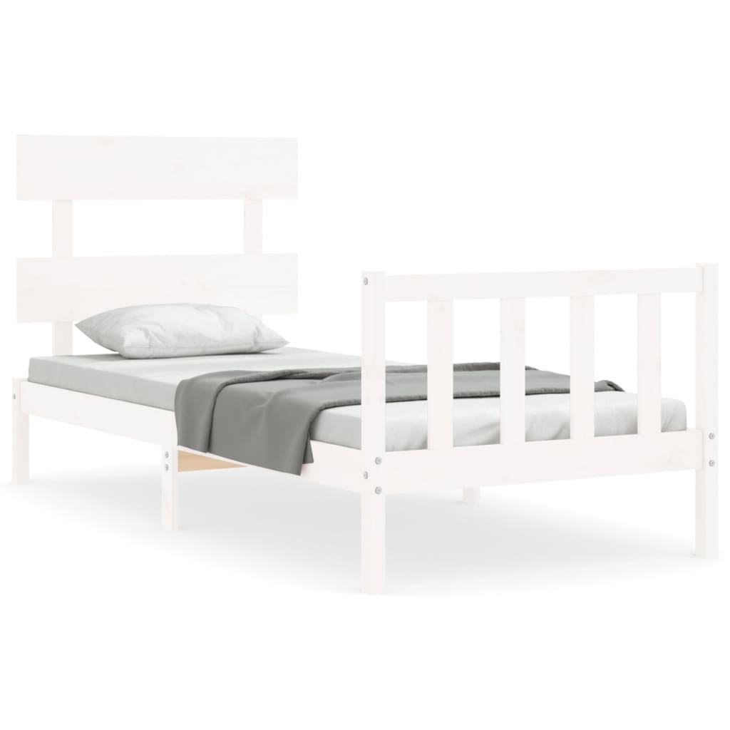 Cadre de lit sans matelas blanc 100x200 cm bois de pin massif - XIOS