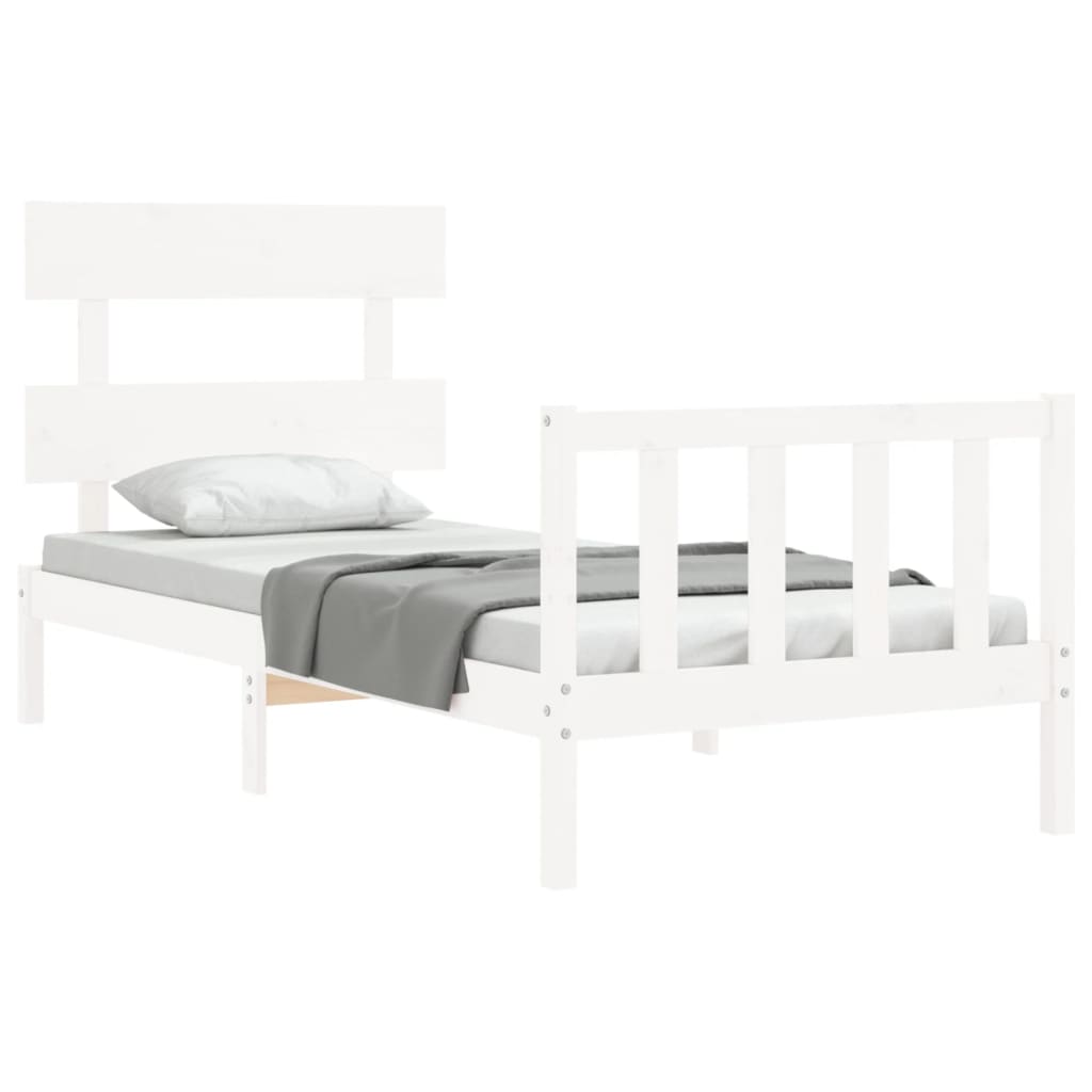 Cadre de lit sans matelas blanc 100x200 cm bois de pin massif - XIOS