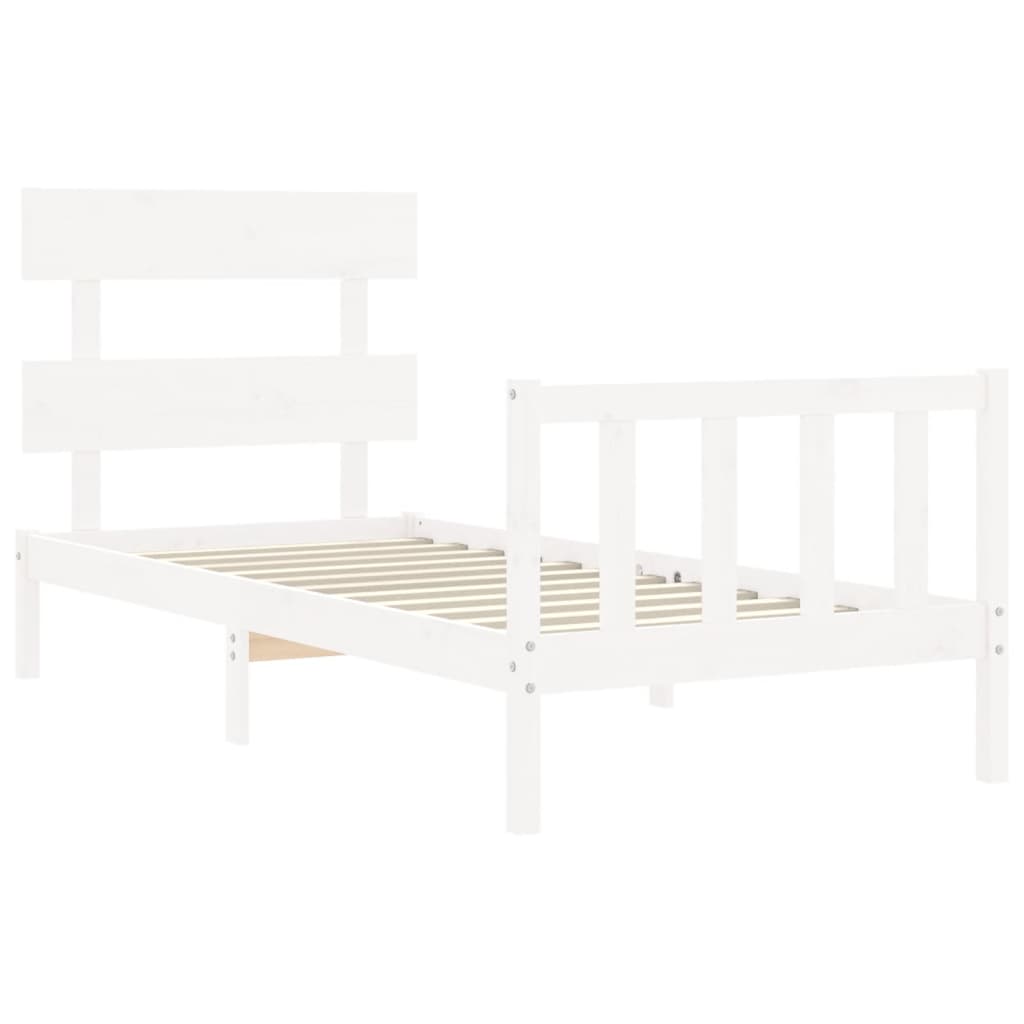 Cadre de lit sans matelas blanc 100x200 cm bois de pin massif - XIOS
