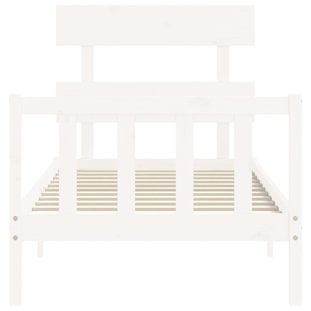 Cadre de lit sans matelas blanc 100x200 cm bois de pin massif - XIOS