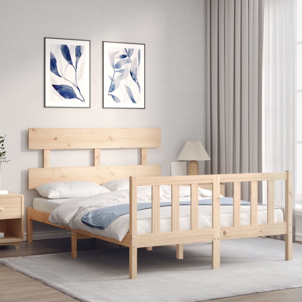 Cadre de lit sans matelas 140x200 cm bois massif de pin - XIOS