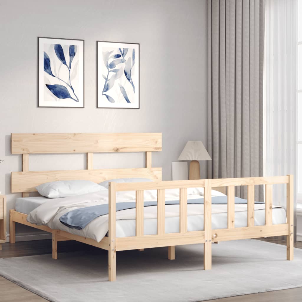 Cadre de lit sans matelas 160x200 cm bois massif de pin - XIOS