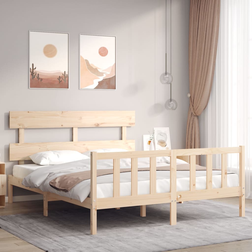 Cadre de lit sans matelas 160x200 cm bois massif de pin - XIOS