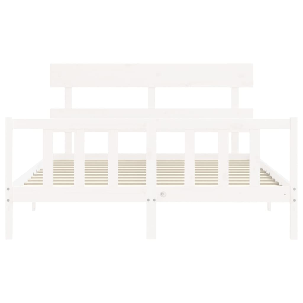 Cadre de lit sans matelas blanc 160x200 cm bois de pin massif - XIOS