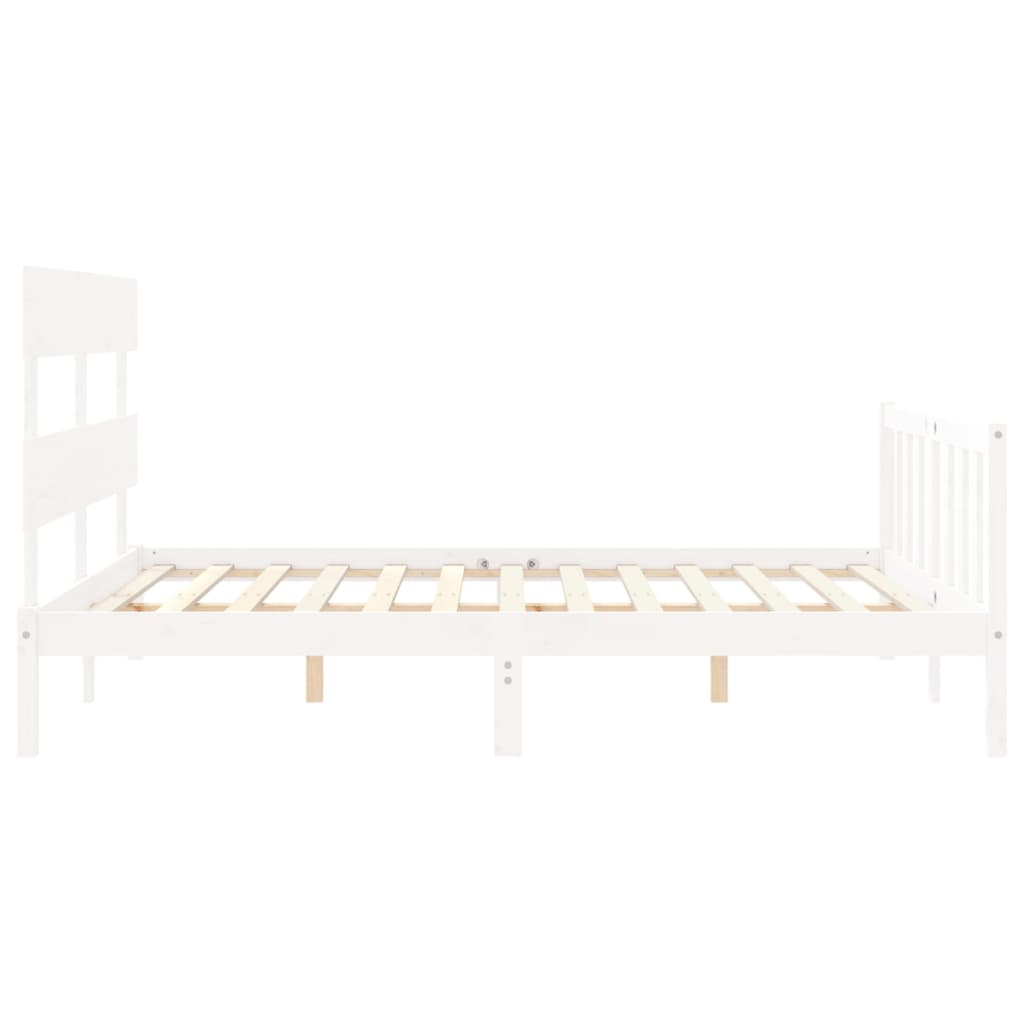 Cadre de lit sans matelas blanc 160x200 cm bois de pin massif - XIOS