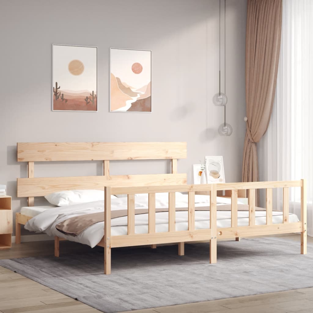 Cadre de lit sans matelas 200x200 cm bois massif de pin - XIOS