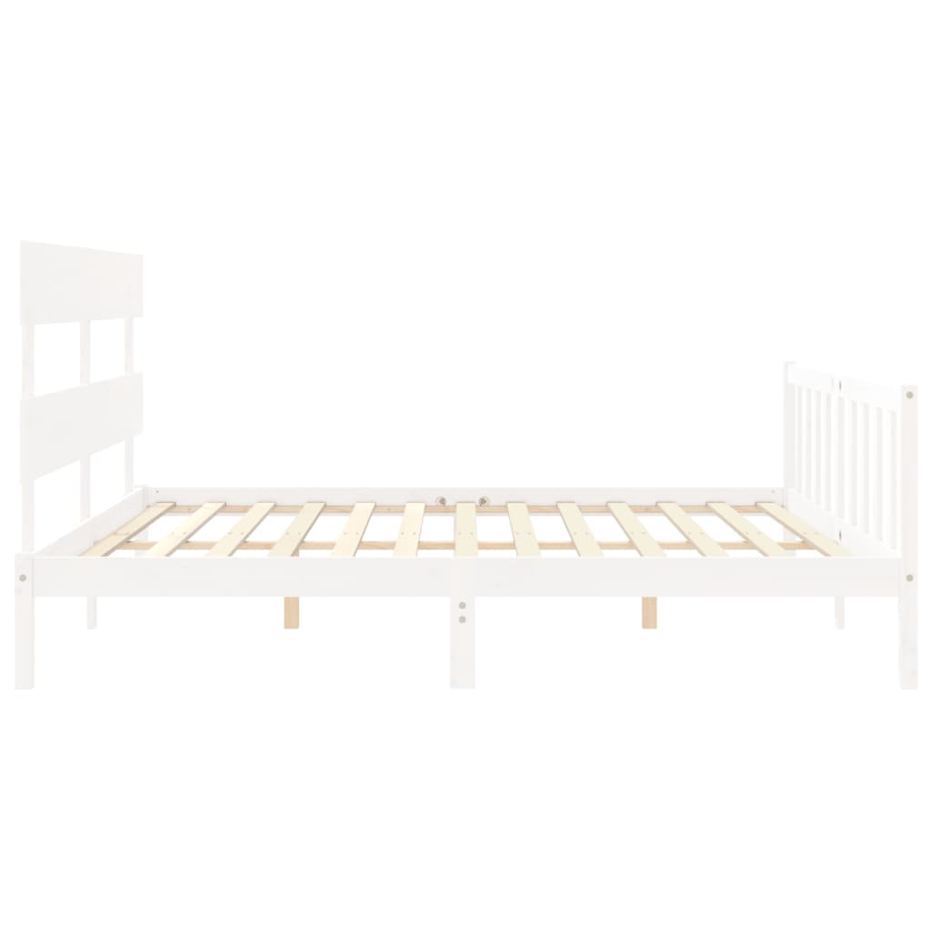 Cadre de lit sans matelas blanc 200x200 cm bois massif de pin - XIOS