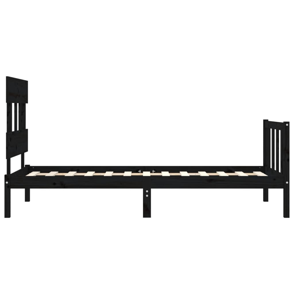 Cadre de lit sans matelas noir bois de pin massif - XIOS