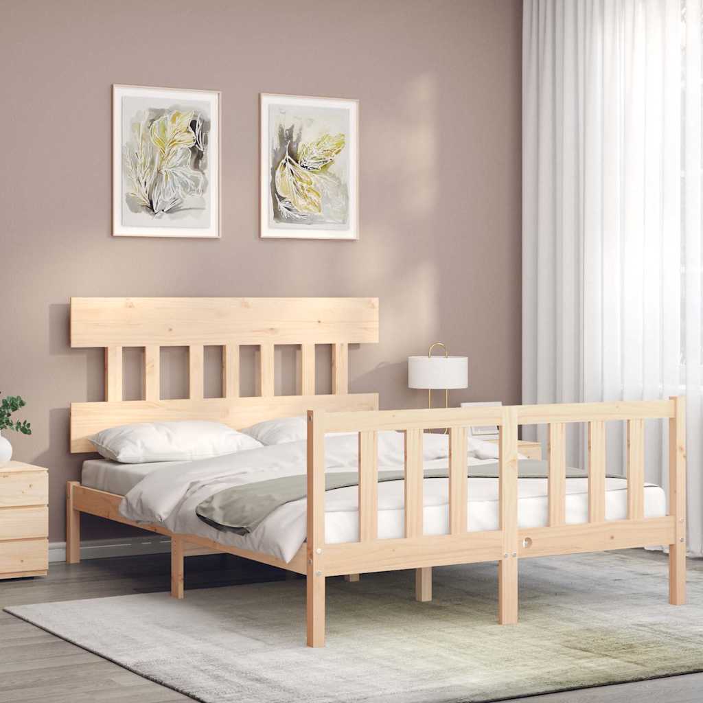 Cadre de lit sans matelas 140x190 cm bois de pin massif - XIOS