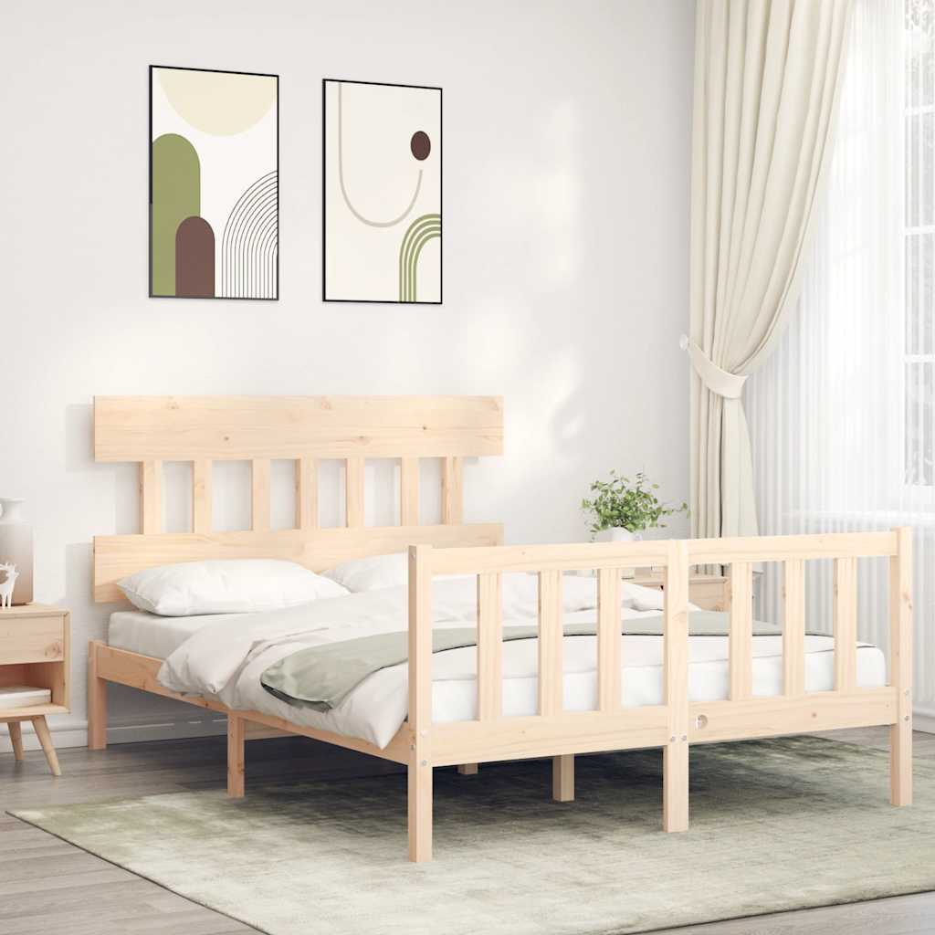 Cadre de lit sans matelas 140x190 cm bois de pin massif - XIOS