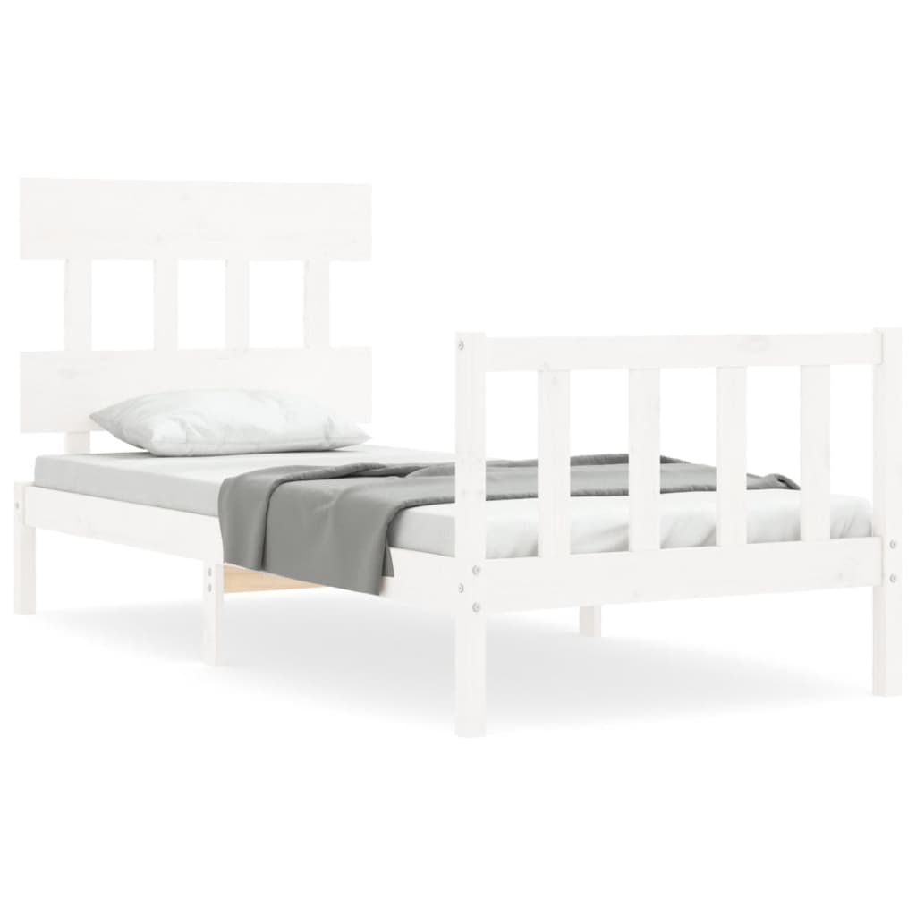 Cadre de lit sans matelas blanc 100x200 cm bois de pin massif - XIOS