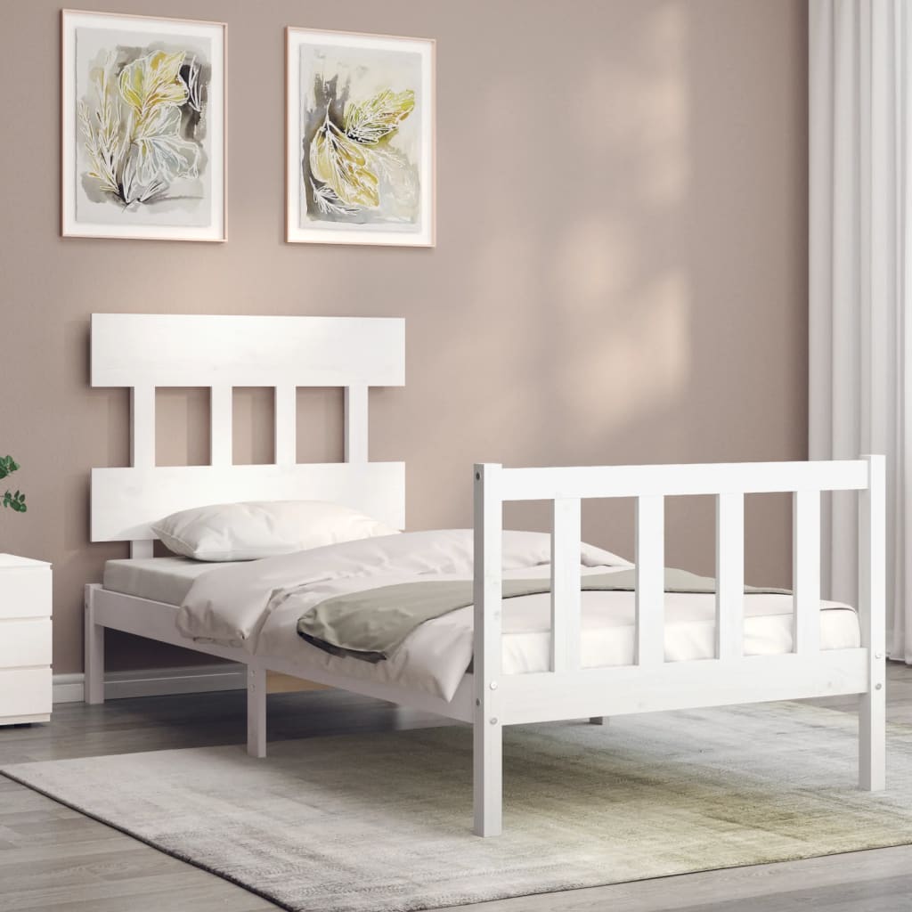 Cadre de lit sans matelas blanc 100x200 cm bois de pin massif - XIOS