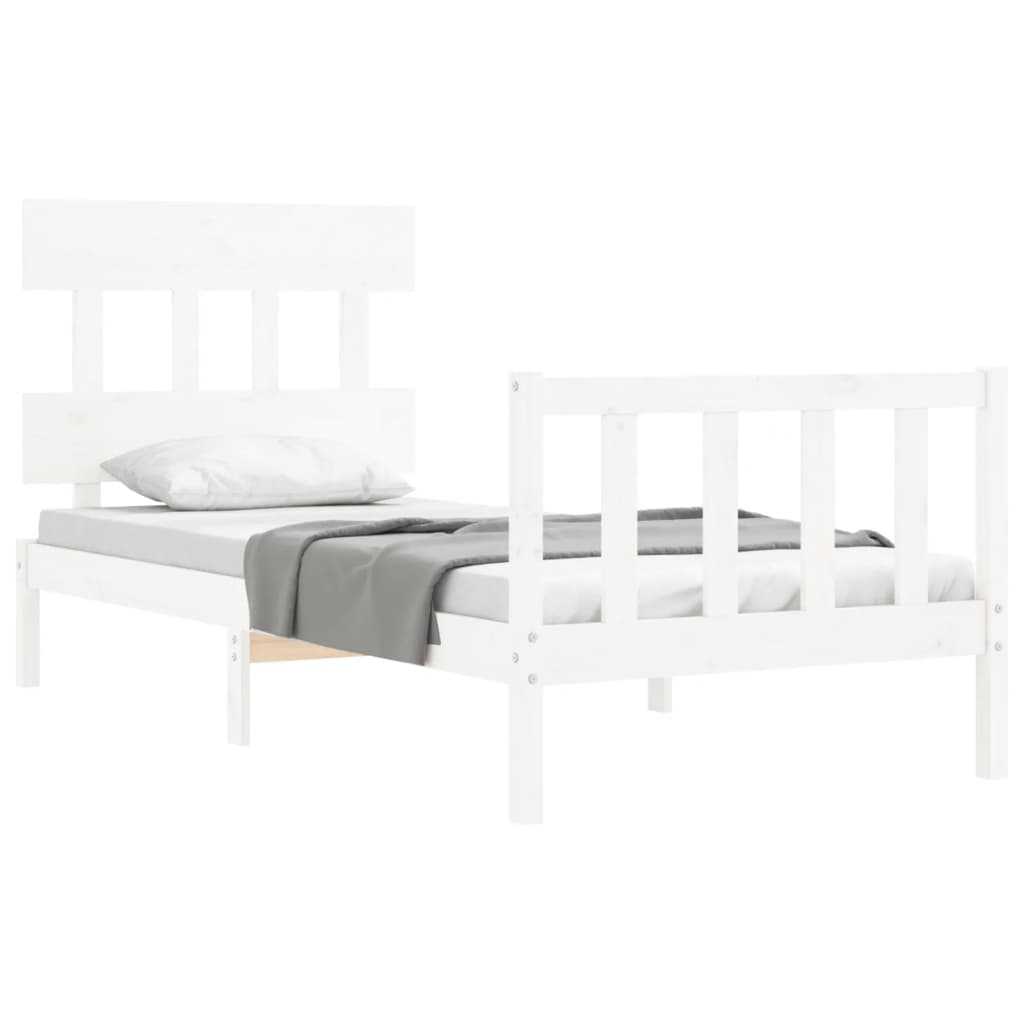 Cadre de lit sans matelas blanc 100x200 cm bois de pin massif - XIOS