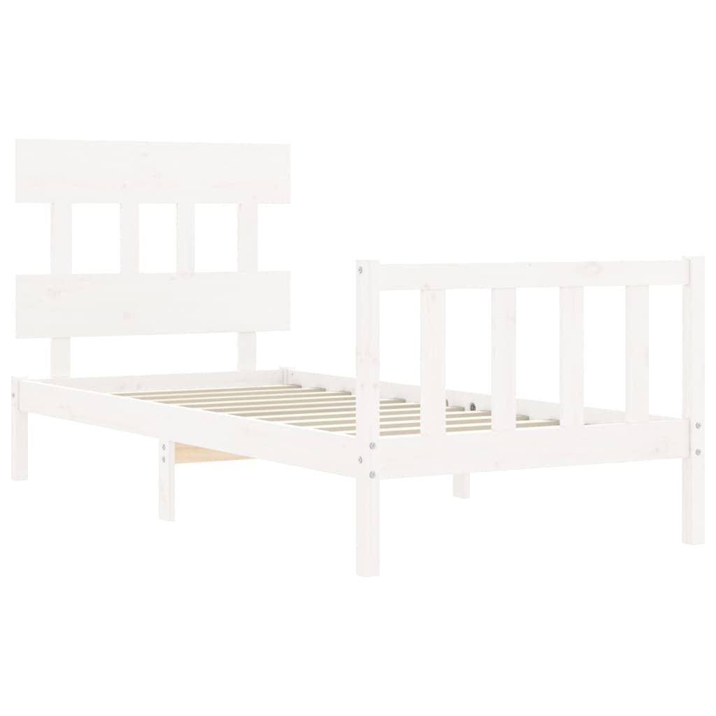 Cadre de lit sans matelas blanc 100x200 cm bois de pin massif - XIOS