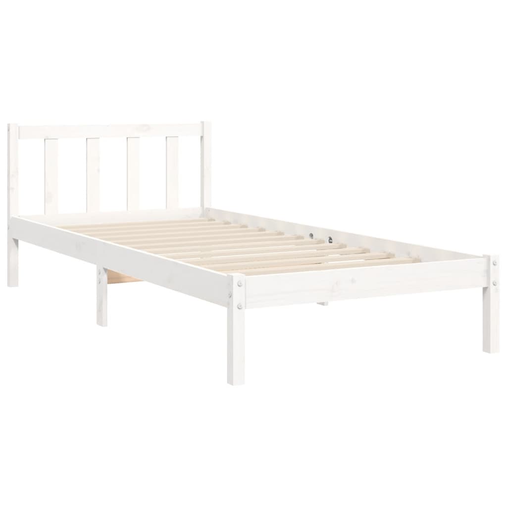 Cadre de lit sans matelas blanc 100x200 cm bois de pin massif - XIOS