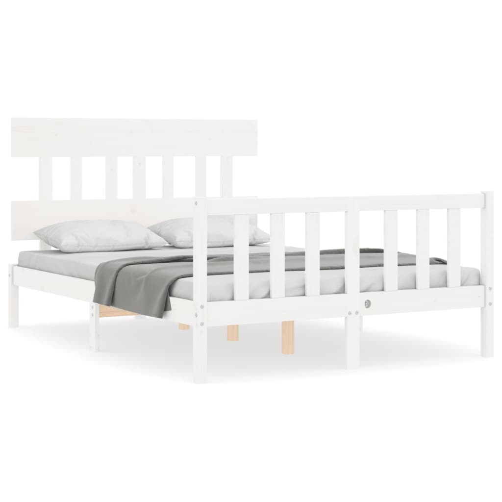 Cadre de lit sans matelas blanc 120x200 cm bois de pin massif - XIOS