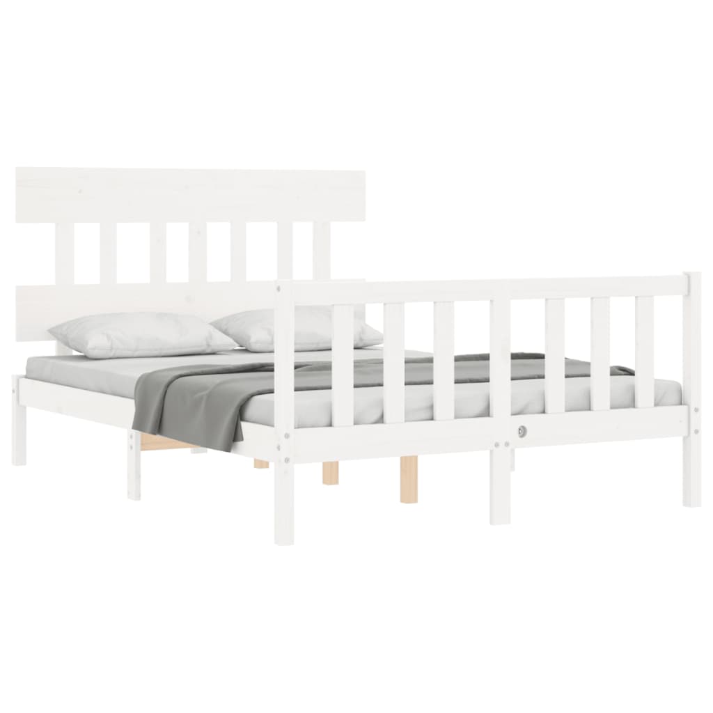 Cadre de lit sans matelas blanc 120x200 cm bois de pin massif - XIOS