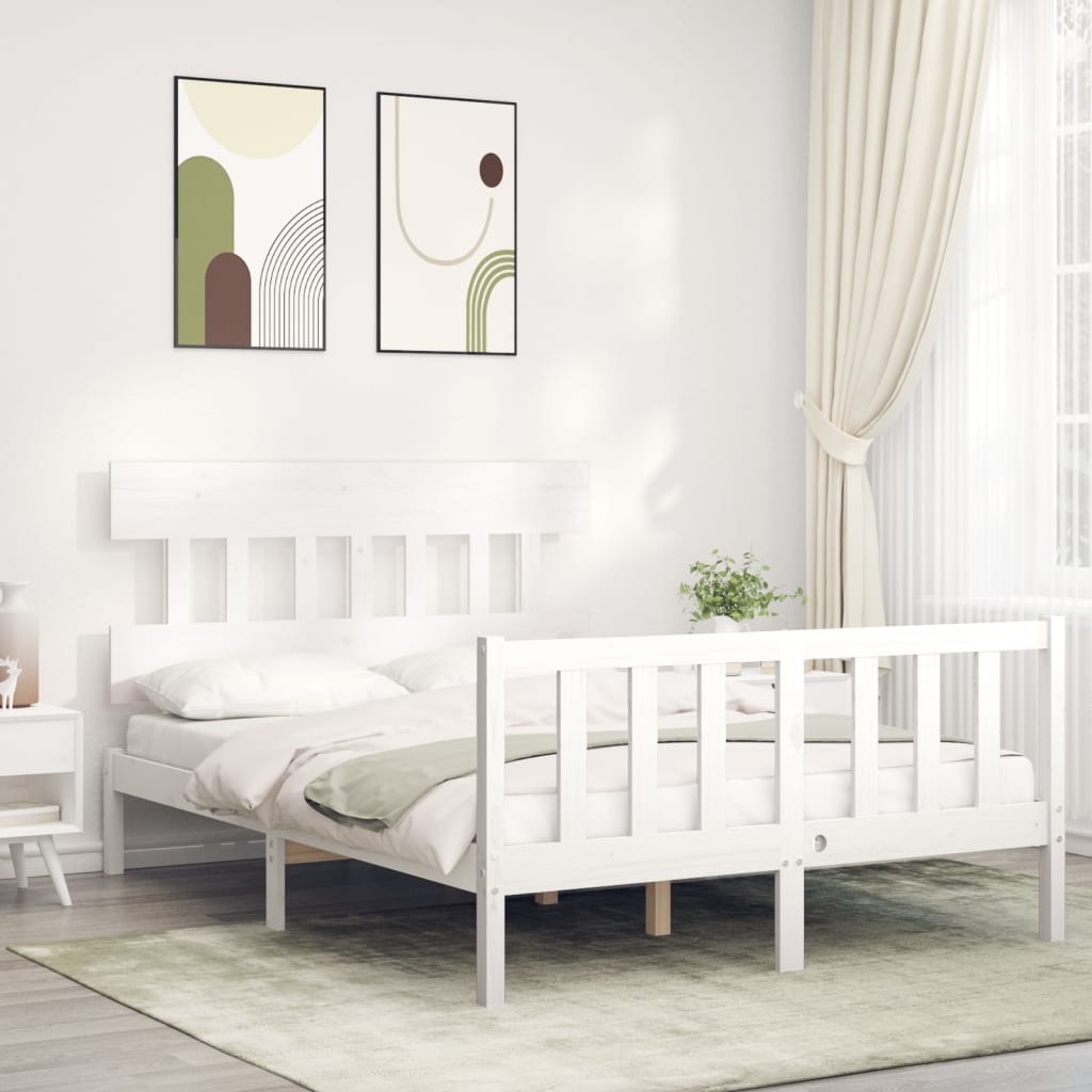 Cadre de lit sans matelas blanc 120x200 cm bois de pin massif - XIOS