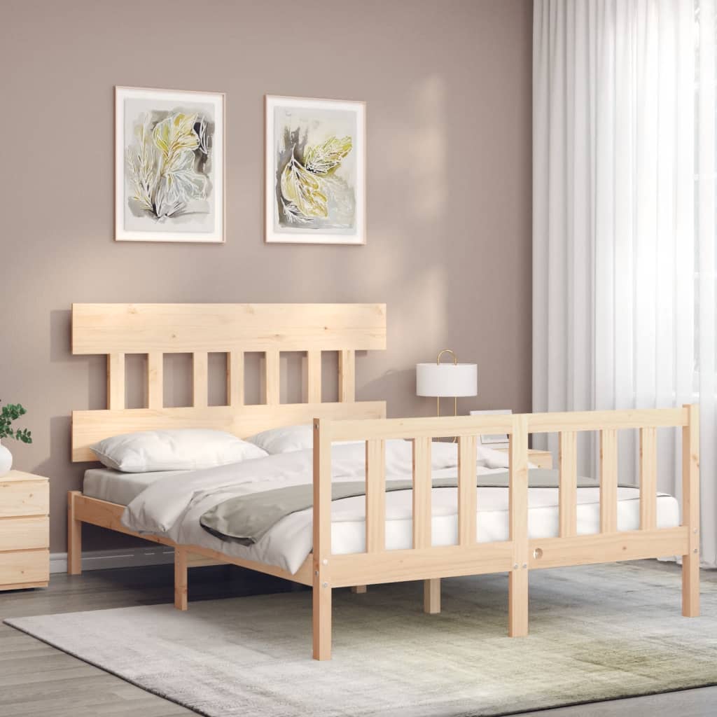 Cadre de lit sans matelas 140x200 cm bois massif de pin - XIOS