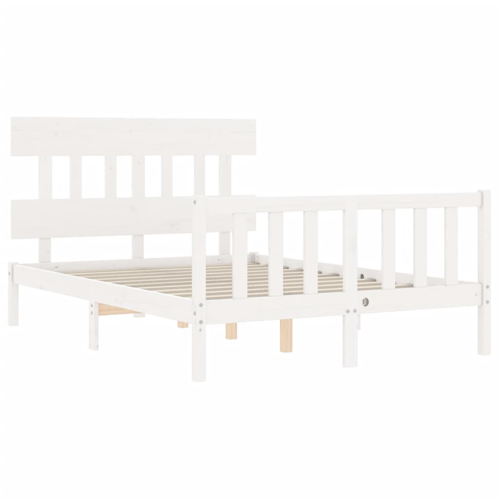 Cadre de lit sans matelas blanc 140x200 cm bois de pin massif - XIOS
