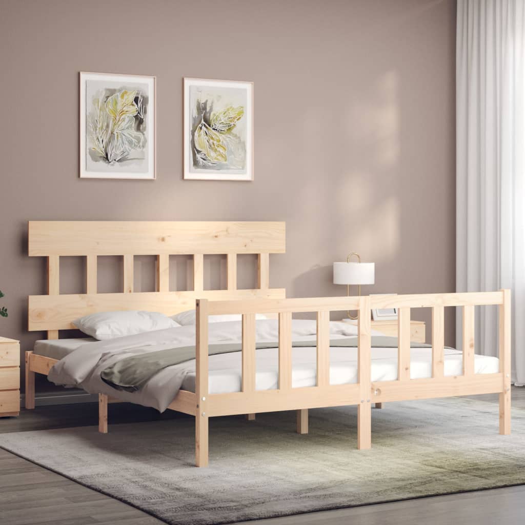 Cadre de lit sans matelas 160x200 cm bois massif de pin - XIOS