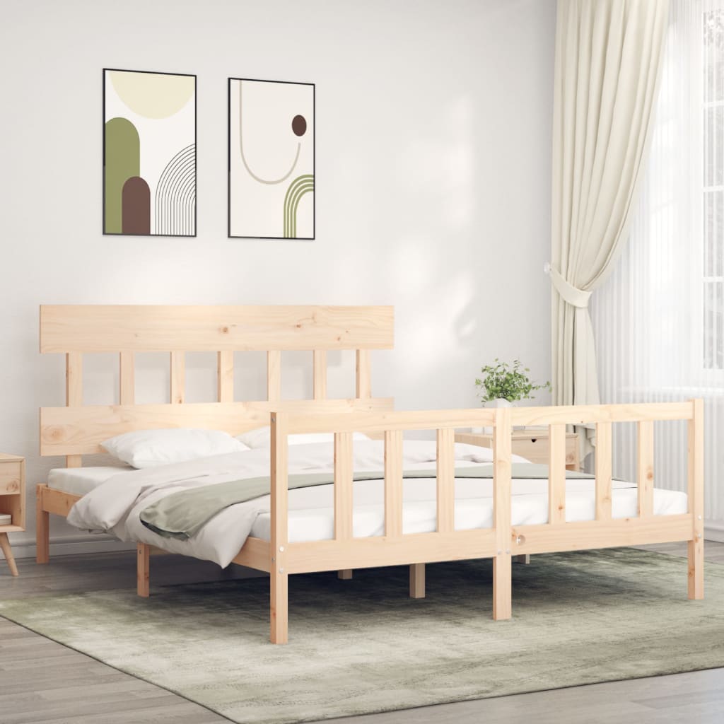 Cadre de lit sans matelas 160x200 cm bois massif de pin - XIOS